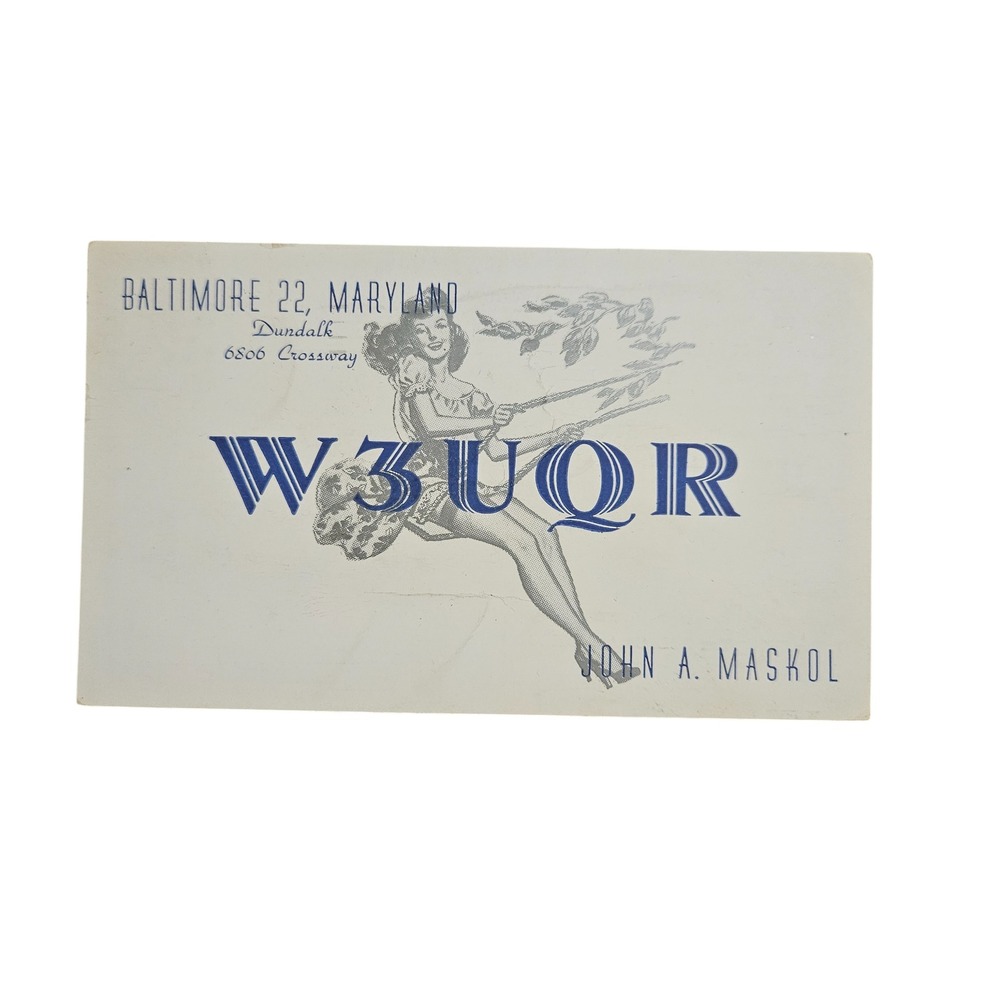 Vintage 1957 W3UQR Baltimore, Maryland USA Ham Amateur Radio QSL Cards Postcard